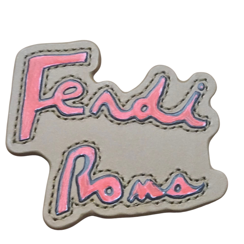 Fendi Taupe Leather Patch with Stitching Bag Charm